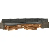 vidaXL Ensemble de salon de jardin 8 pièces, couleurs : naturel et anthracite