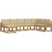 vidaXL Ensemble de canapés d'extérieur avec coussins, 8 pièces, blanc et beige