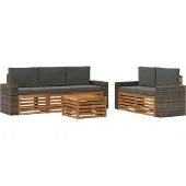 vidaXL Ensemble de salon de jardin 6 pièces, couleurs : naturel et anthracite