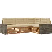 vidaXL Ensemble de salon de jardin, 4 pièces, en polyester naturel et beige