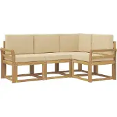 vidaXL Ensemble de salon de jardin 4 pièces, blanc et beige