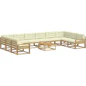 vidaXL Ensemble de canapés d'extérieur avec coussins, 11 pièces, blanc et crème