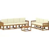 vidaXL Ensemble de salon de jardin 8 pièces, couleurs naturelles et crème, en polyester