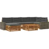 vidaXL Ensemble de canapés d'extérieur avec coussins 7 pièces Nature et Anthracite