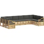 vidaXL Ensemble de salon de jardin , 10 pièces, blanc et anthracite, en polyester
