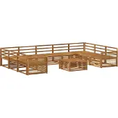 vidaXL - Ensemble de salon de jardin composé de 10 pièces, en bois d'acacia massif, finition naturelle