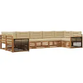 vidaXL Ensemble de canapés d'extérieur avec coussins 7 pièces Nature et Beige