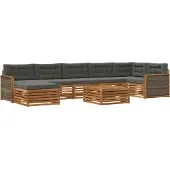 vidaXL Ensemble de canapés d'extérieur avec coussins 8 pièces Nature et Anthracite