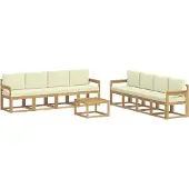 vidaXL Ensemble de salon de jardin 9 pièces, blanc et crème