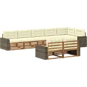 vidaXL Ensemble de salon de jardin 8 pièces, couleurs naturelles et crème