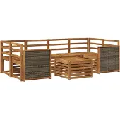 vidaXL Ensemble de salon de jardin 7 pièces en bois d'acacia massif, finition naturelle