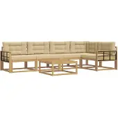 vidaXL Ensemble de canapés d'extérieur , 6 pièces, blanc et beige, en polyester
