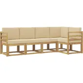vidaXL Ensemble de canapés d'extérieur avec coussins, 5 pièces, blanc et beige