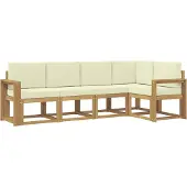 vidaXL Ensemble de salon de jardin 5 pièces, blanc et crème