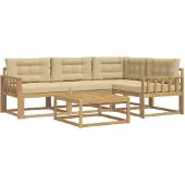 vidaXL Ensemble de canapés d'extérieur , 5 pièces, blanc et beige, 79 x 79 x 37 cm