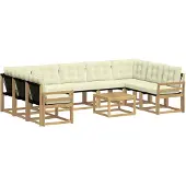 vidaXL Ensemble de salon de jardin 10 pièces, blanc et crème