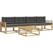 vidaXL Ensemble de salon de jardin 4 pièces, blanc et anthracite
