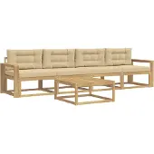 vidaXL Ensemble de salon de jardin 4 pièces, blanc et beige
