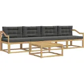 vidaXL Ensemble de canapés d'extérieur avec coussins, 4 pièces, blanc et anthracite