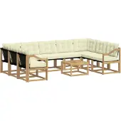 vidaXL Ensemble de salon de jardin 10 pièces, blanc et crème