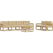 vidaXL Ensemble de canapés d'extérieur avec coussins, 6 pièces, blanc et beige