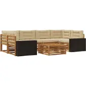 vidaXL Ensemble de salon de jardin , 7 pièces, en polyester naturel et beige