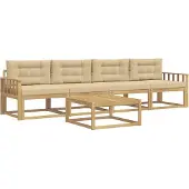 vidaXL Ensemble de canapés d'extérieur avec coussins, 4 pièces, blanc et beige
