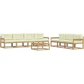 vidaXL Ensemble de canapés d'extérieur avec coussins, 7 pièces, blanc et crème