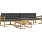 vidaXL Ensemble de canapés d'extérieur avec coussins, 4 pièces, blanc et anthracite