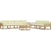 vidaXL Ensemble de salon de jardin 7 pièces, blanc et crème