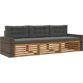 vidaXL Ensemble de 3 assises de jardin , couleur naturelle et anthracite, en polyester