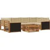vidaXL Ensemble de salon de jardin , 7 pièces, en polyester naturel et beige