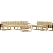 vidaXL Ensemble de canapés d'extérieur avec coussins, 7 pièces, blanc et beige
