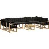 vidaXL Ensemble de canapés d'extérieur avec coussins, 11 pièces, blanc et noir
