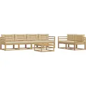 vidaXL Ensemble de salon de jardin 6 pièces, blanc et beige