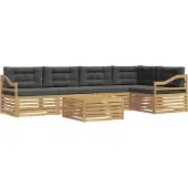 vidaXL Ensemble de canapés d'extérieur , 6 pièces, blanc et anthracite, polyester