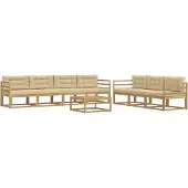 vidaXL Ensemble de salon de jardin 7 pièces, blanc et beige