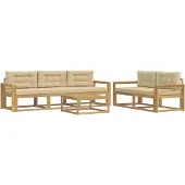 vidaXL Ensemble de salon de jardin 6 pièces, blanc et beige