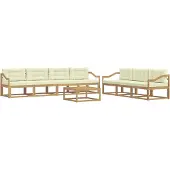 vidaXL Ensemble de salon de jardin 7 pièces, blanc et crème
