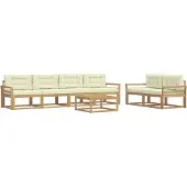 vidaXL Ensemble de salon de jardin 6 pièces, blanc et crème