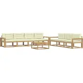 vidaXL Ensemble de canapés d'extérieur avec coussins, 7 pièces, blanc et crème