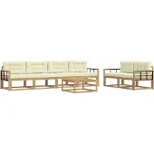 vidaXL Ensemble de canapés d'extérieur avec coussins, 6 pièces, blanc et crème