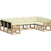 vidaXL Ensemble de salon de jardin 9 pièces, blanc et crème