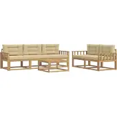 vidaXL Ensemble de salon de jardin 6 pièces, blanc et beige