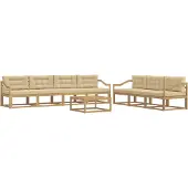 vidaXL Ensemble de canapés d'extérieur avec coussins, 7 pièces, blanc et beige