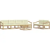 vidaXL Ensemble de salon de jardin 6 pièces, blanc et crème