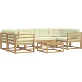 vidaXL Ensemble de canapés d'extérieur avec coussins, 5 pièces, blanc et crème