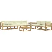 vidaXL Ensemble de salon de jardin 7 pièces, blanc et crème