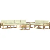vidaXL Ensemble de salon de jardin 7 pièces, blanc et crème