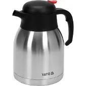 YATO YG-07013 Thermos de 1,5L en acier inoxydable Pot isolant Thé-Café avec poignée, Carafe isotherme, Argent